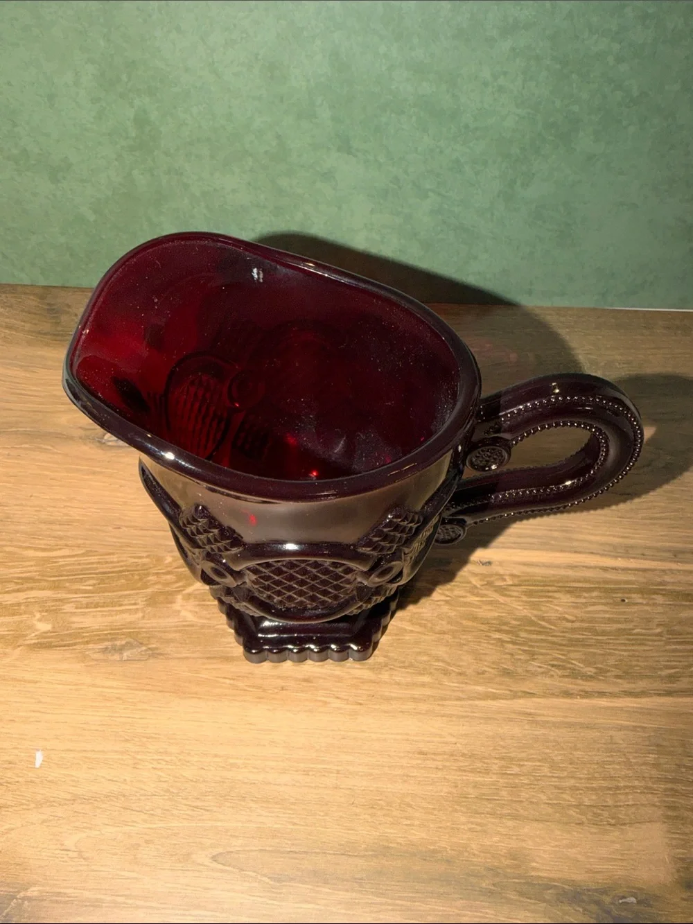 Avon Deep Ruby Red Pressed Glass Creamer Pitcher
